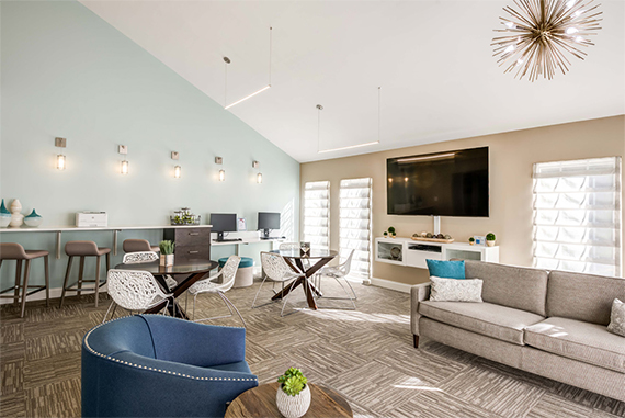renovated multifamily common room